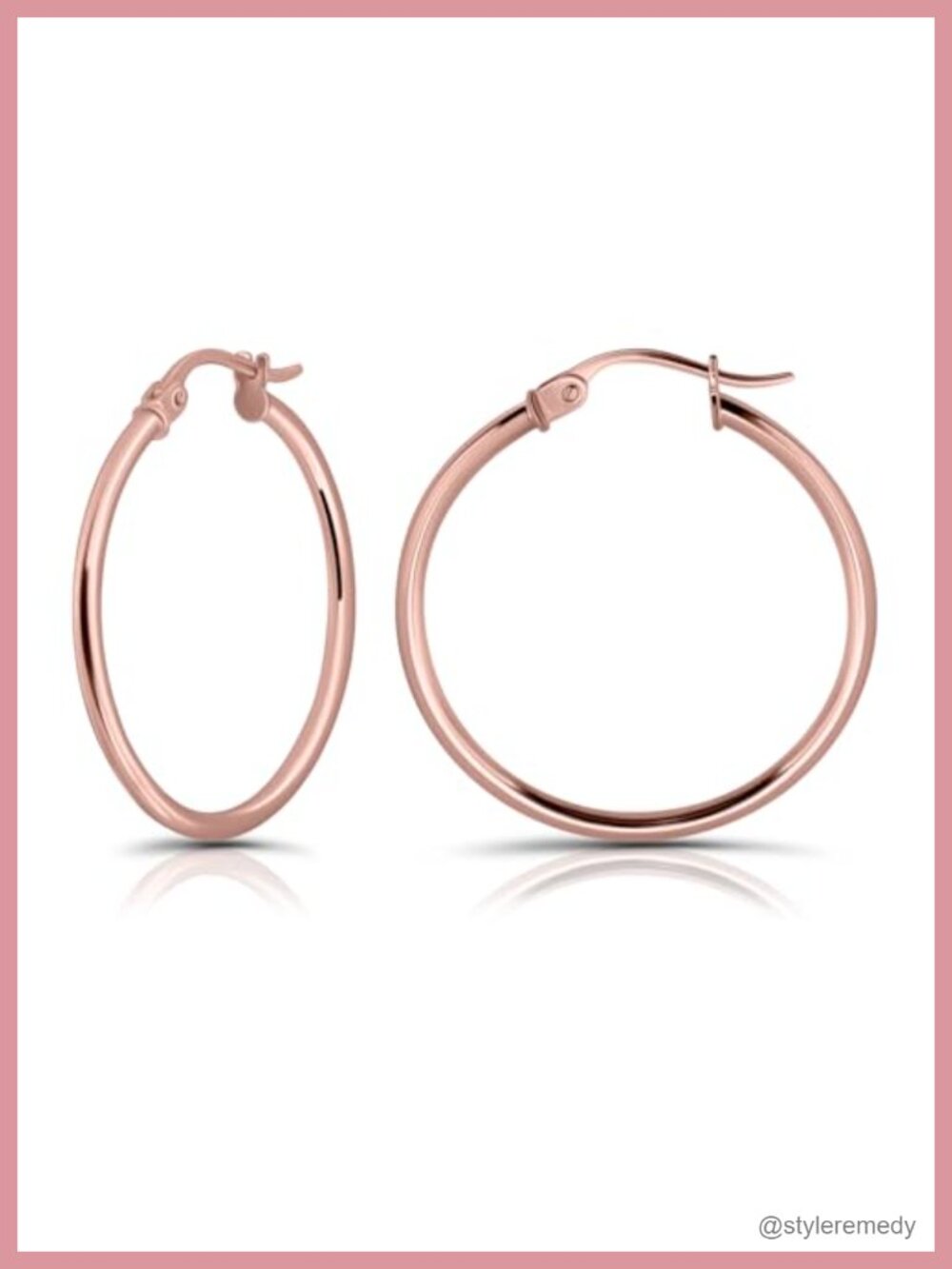 925 Sterling Silver High Polished Round Click-Top Hoop Earrings